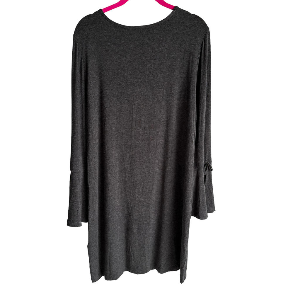 NWT MERCER & MADISON Charcoal Gray Long Flared Sleeve Ladies Dress, L - Picture 2 of 7